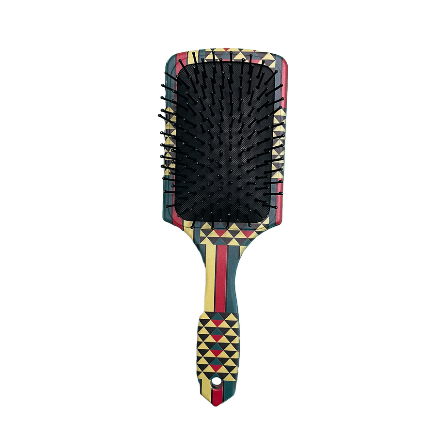 African Maasai print hair brush with traditional cultural pattern and soft bristles.