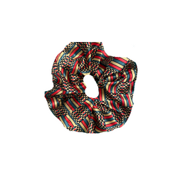 African Maasai print scrunchie with traditional pattern and soft fabric elastic design.