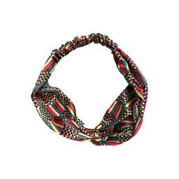 African Maasai print twist front headband with traditional african pattern and soft stretch fabric.
