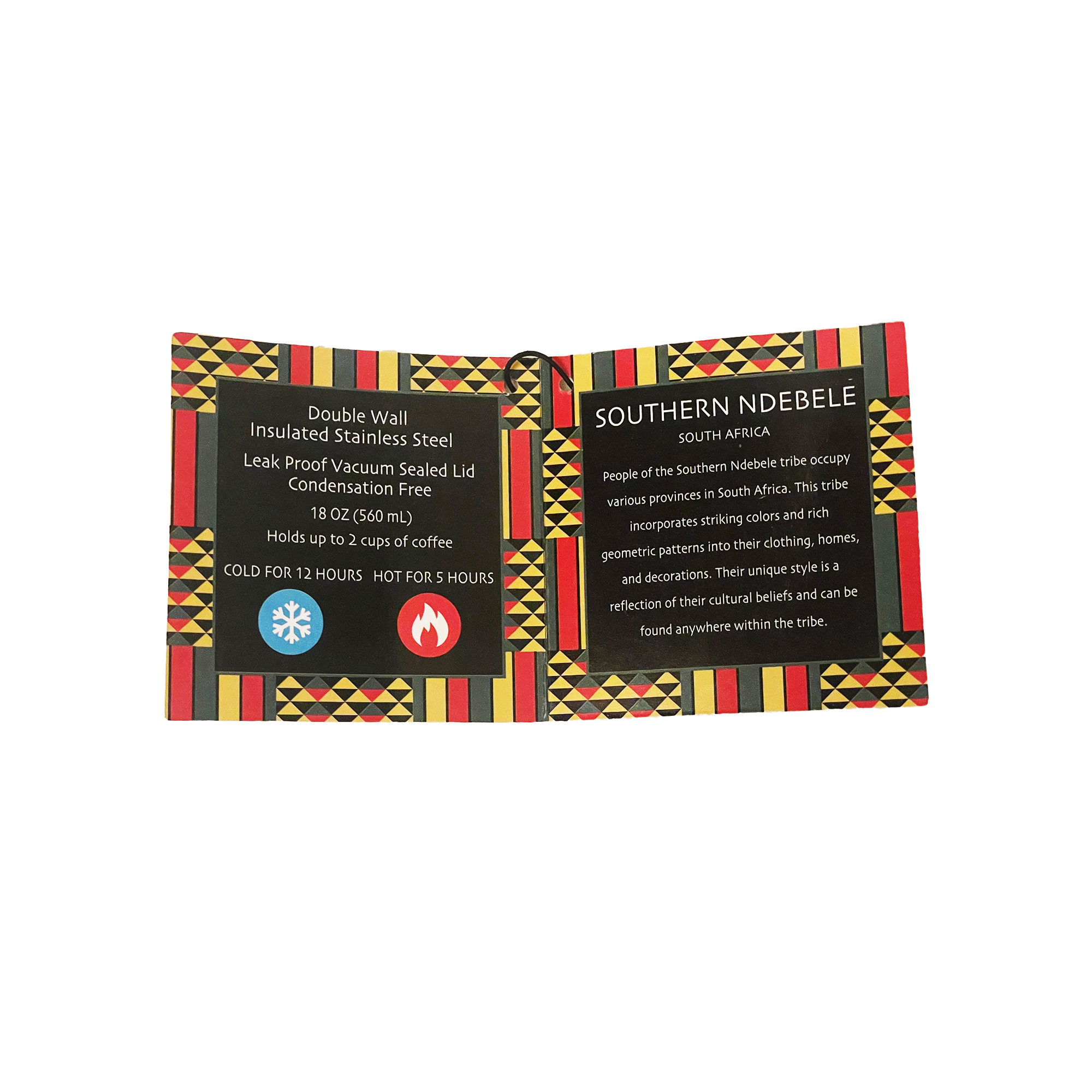 Ndebele Geometric Insulated Stainless Steel Water Bottle