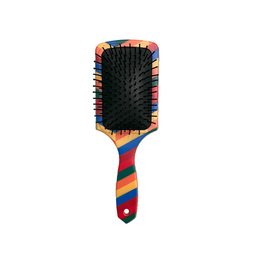 African Samburu print hair brush with bright tribal pattern and smooth plastic handle.