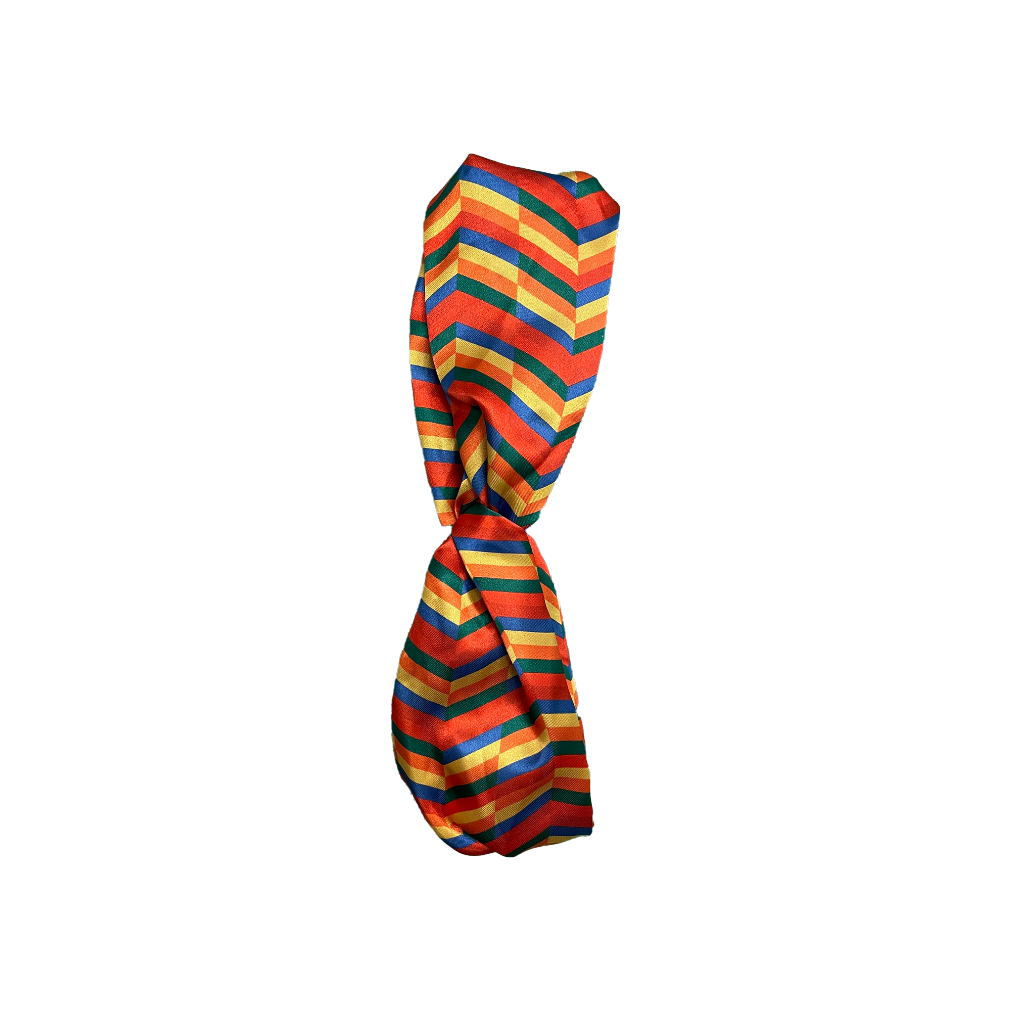 African Samburu print twist front headband with bright tribal pattern and soft stretch fabric.