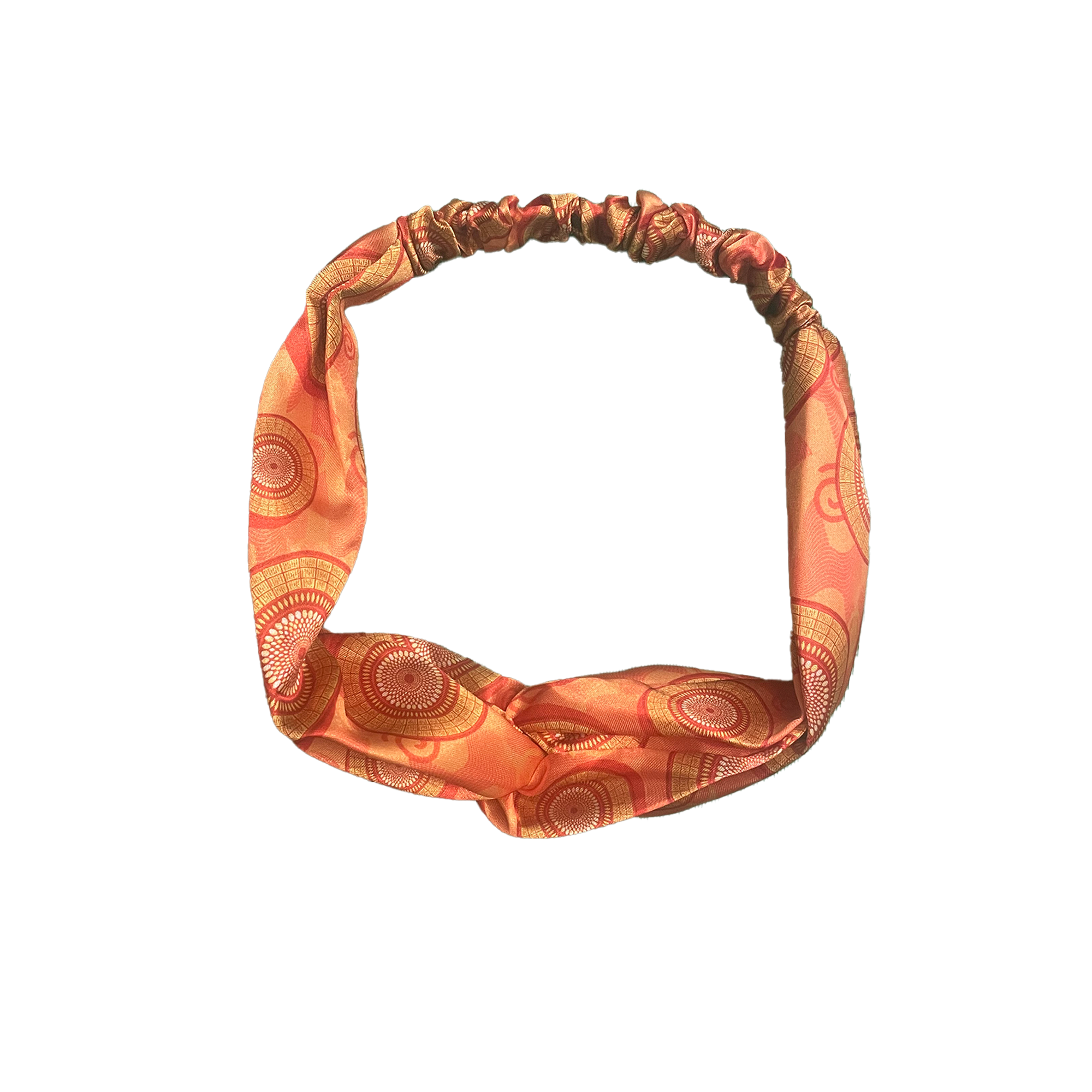 African Zulu print twist front headband with colorful beadwork-inspired pattern and soft stretch fabric.